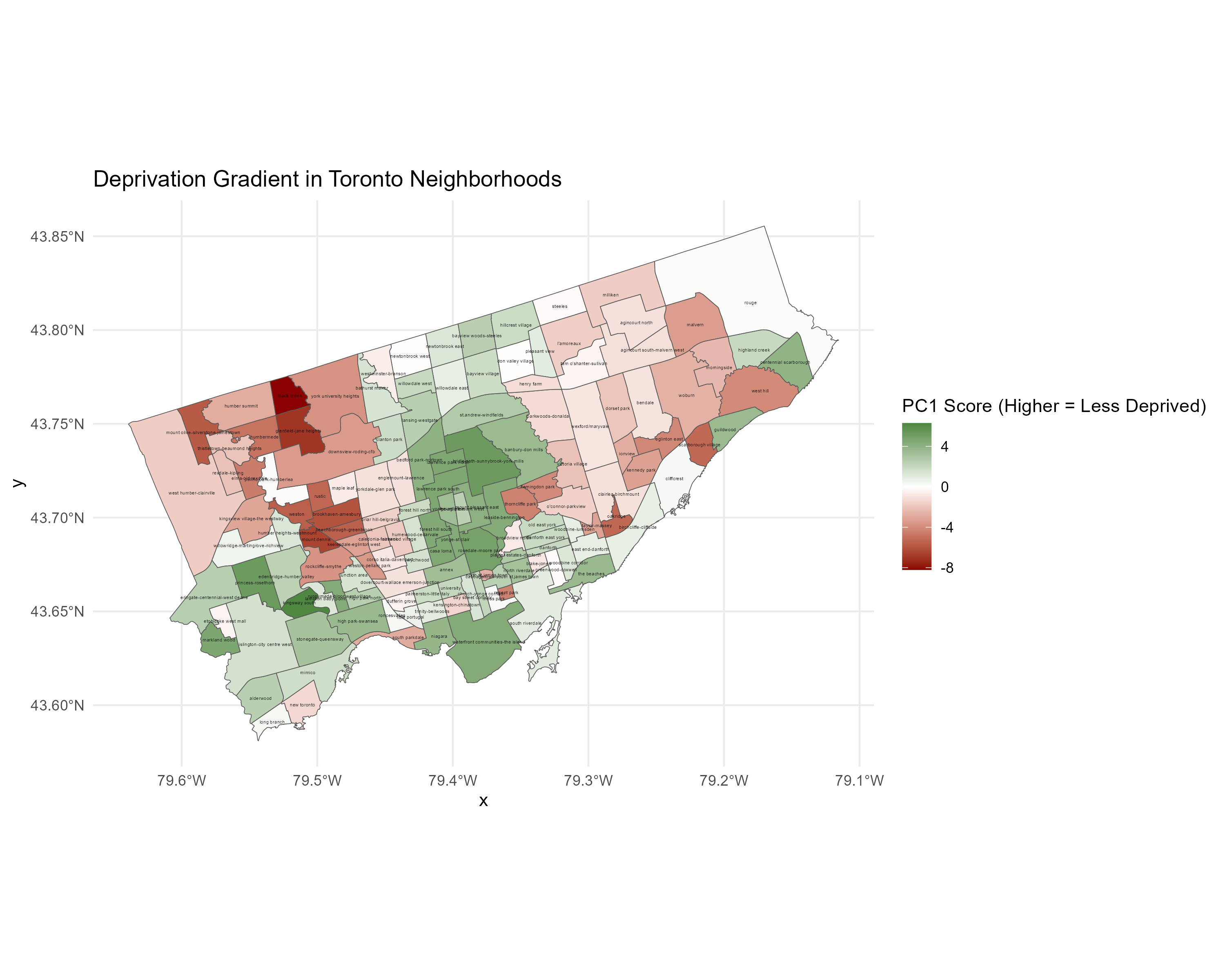 PC1 Map - Deprivation Gradient
